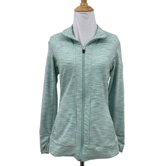 Straight Down Zip Up Jacket Womens S Small Sea Mist Pockets Collar Performance - Picture 1 of 12